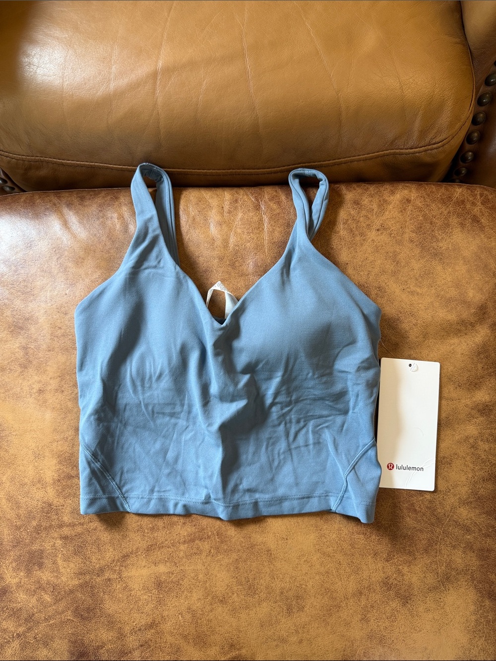 NWT Lululemon Align Cropped Tank Top Sz 6 Steel Blue Fitted Built in Sports Bra